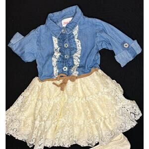 LITTLE LASS Baby Girl Dress + Diaper Cover Bloomers| Baby Size 12 M